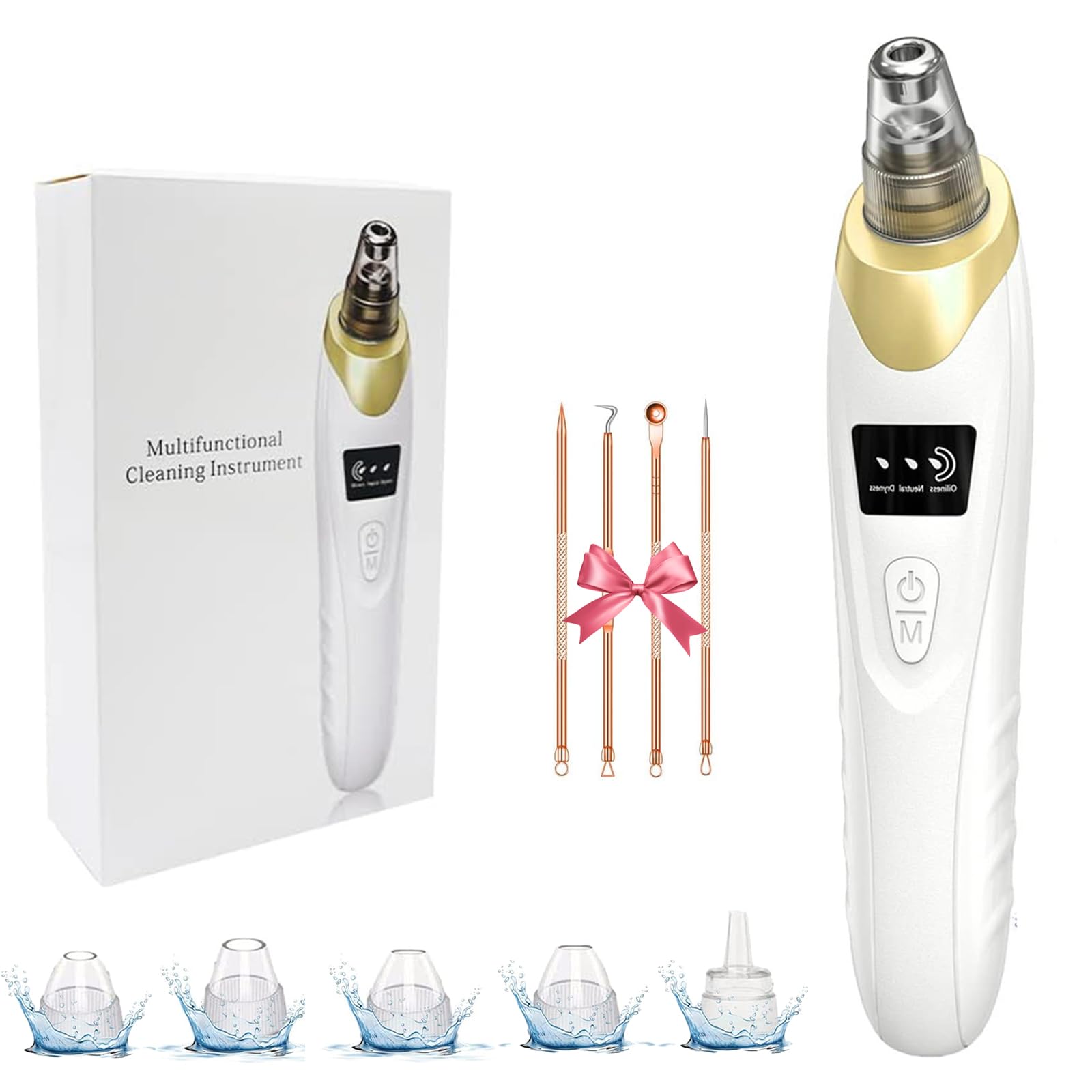 Echtur 2025 Pore Vacuum front display shows suction level for precise control.