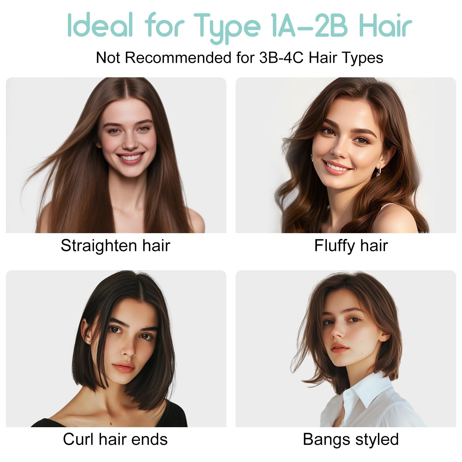 Ecojia Type-C charging enables fast, cordless styling sessions.