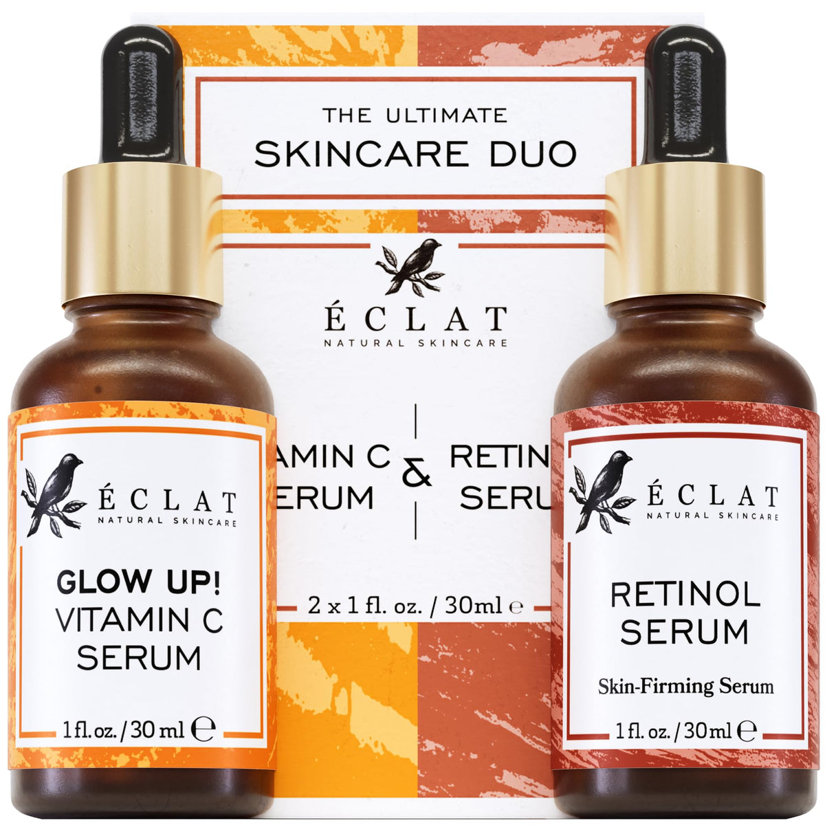 Eclat Skincare Vitamin C serum bottle for brighter-looking skin and antioxidant support.