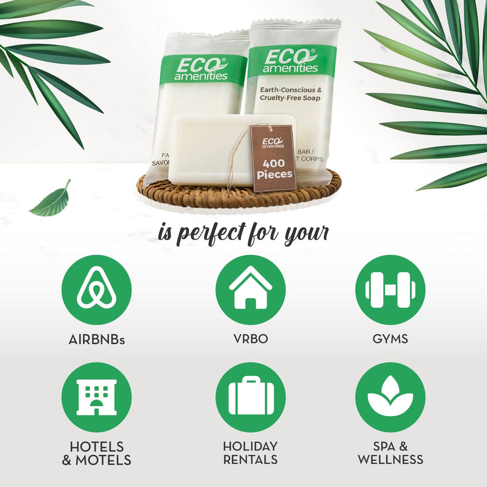 ECO Amenities individually wrapped mini soaps offer convenient, shareable guest toiletries for vacation rentals.