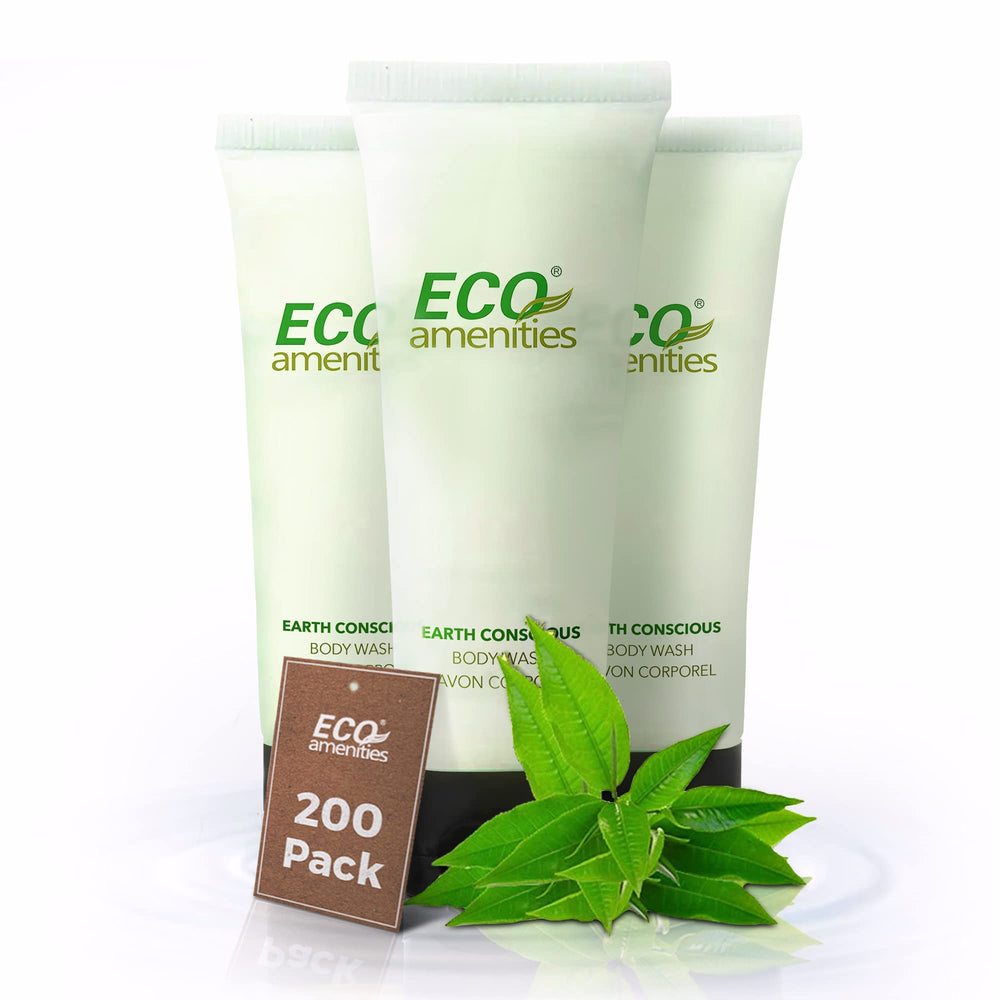 ECO Amenities travel size 1oz bottle with green tea pour for guests