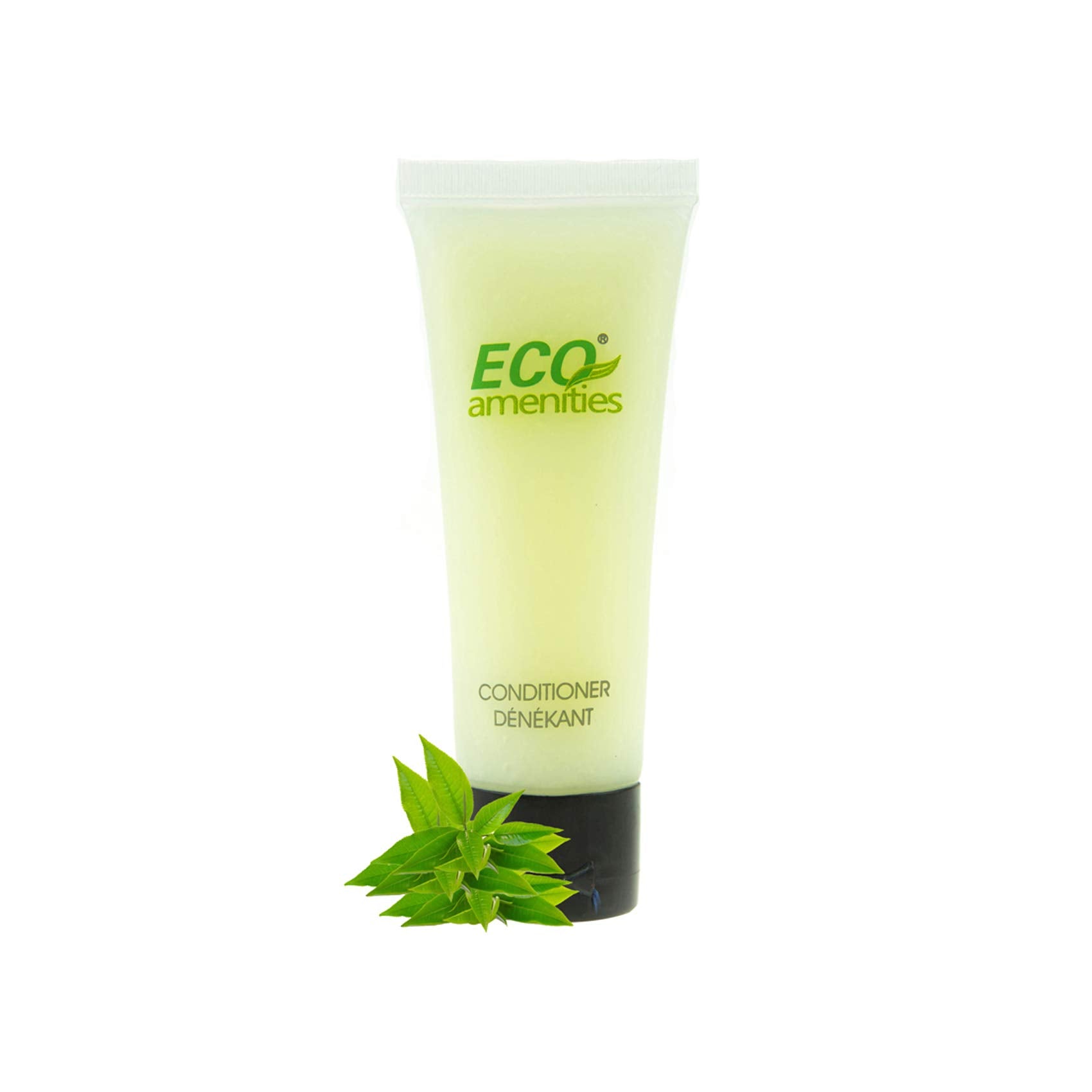 ECO Amenities green tea scented conditioner packaging highlights natural formula.