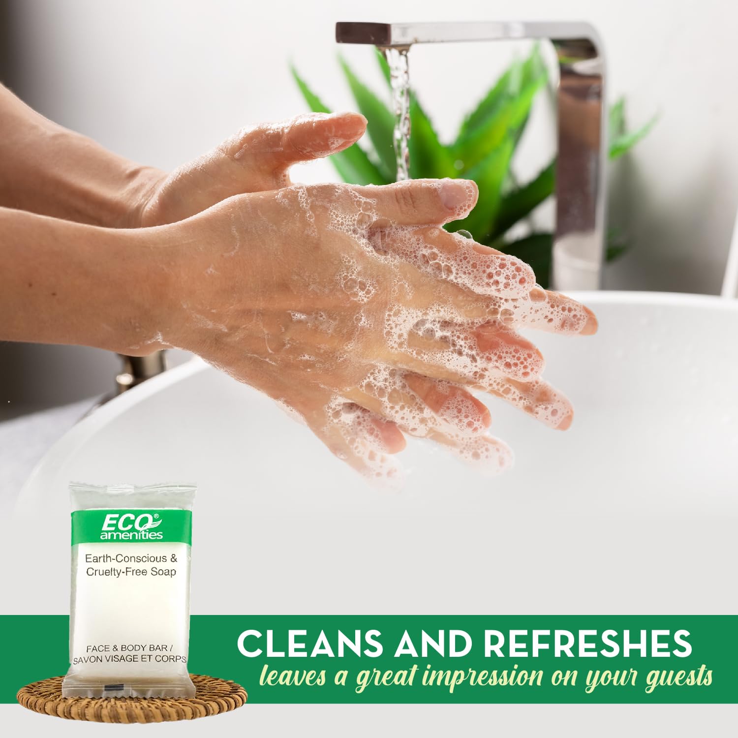 ECO Amenities TSA-approved travel soap bars simplify guest check-ins and on-the-go stays.
