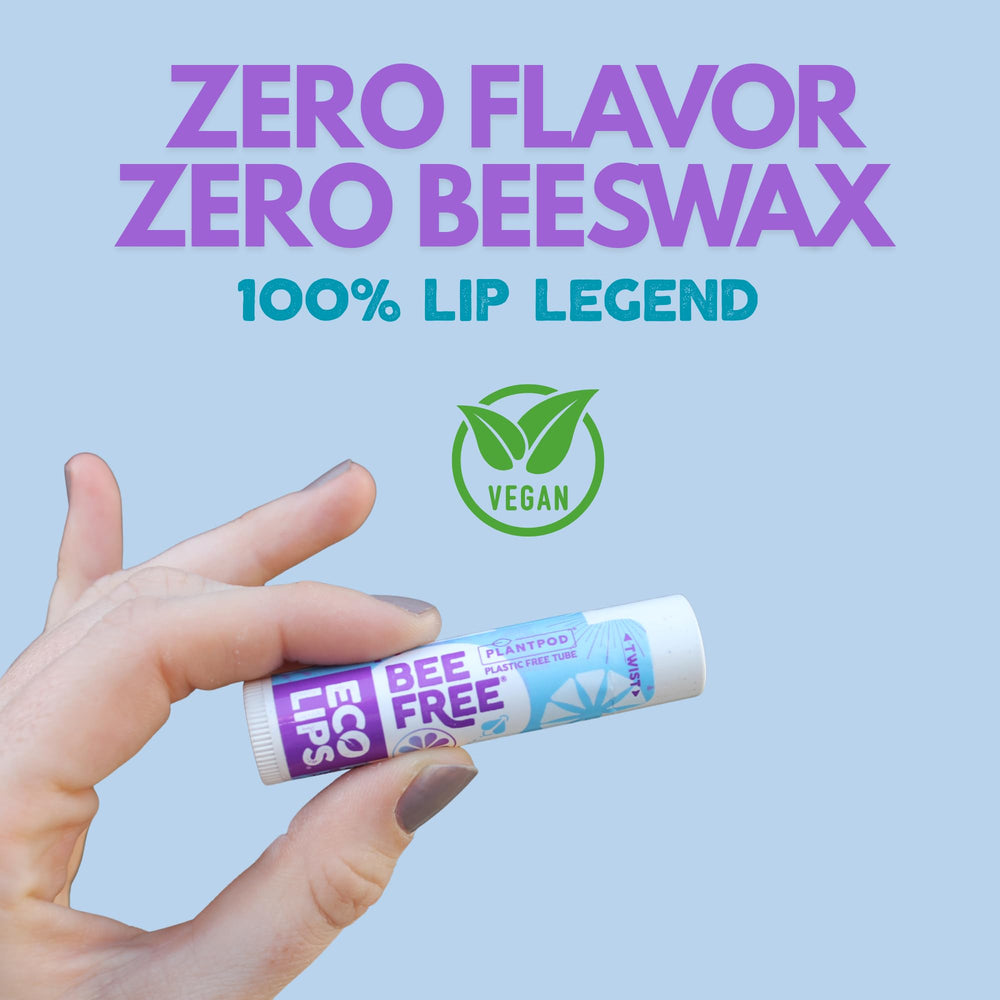 Eco Lips Bee Free six-tube display emphasizes sustainable packaging and value