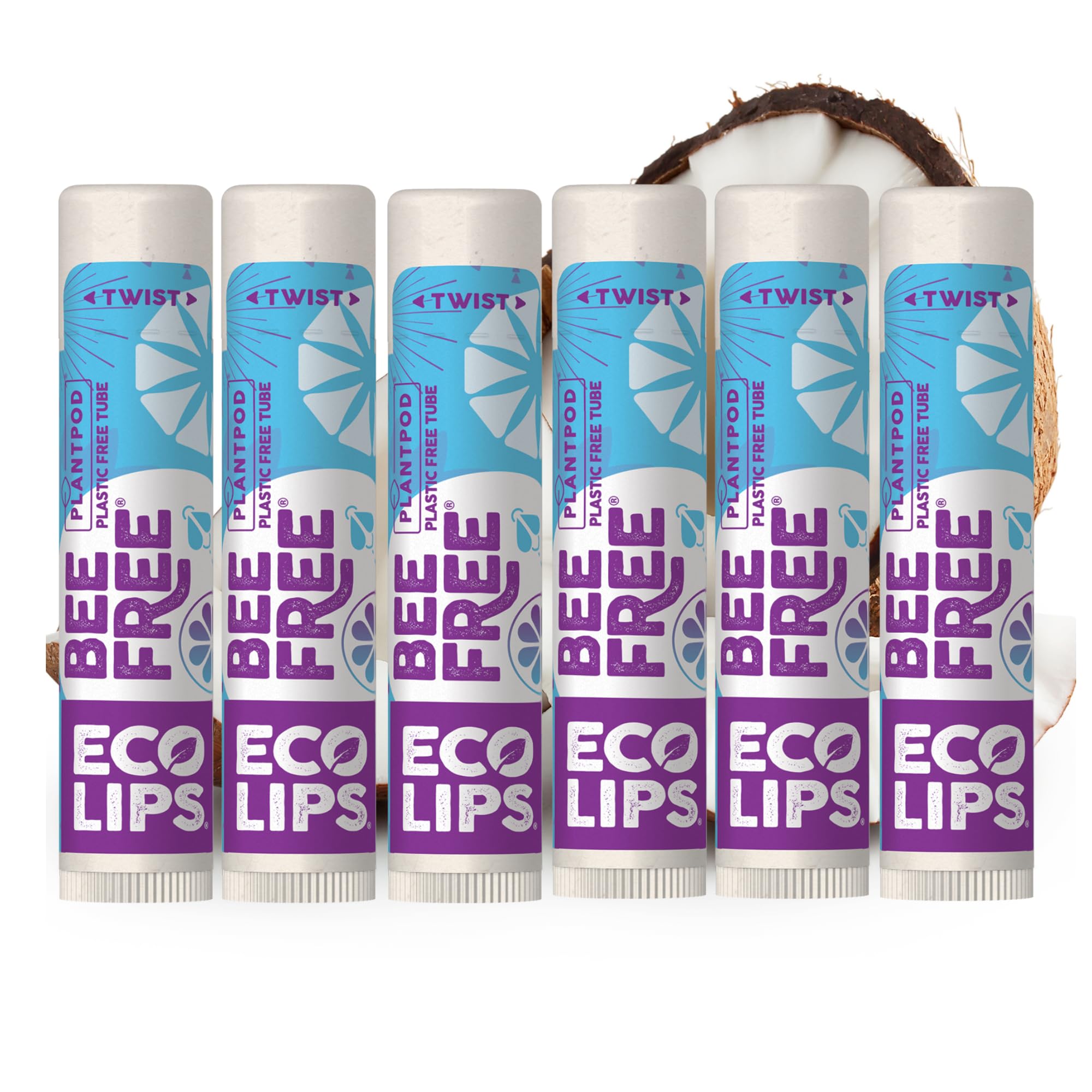 Eco Lips Bee Free unscented lip balm tube front view for vegan hydration
