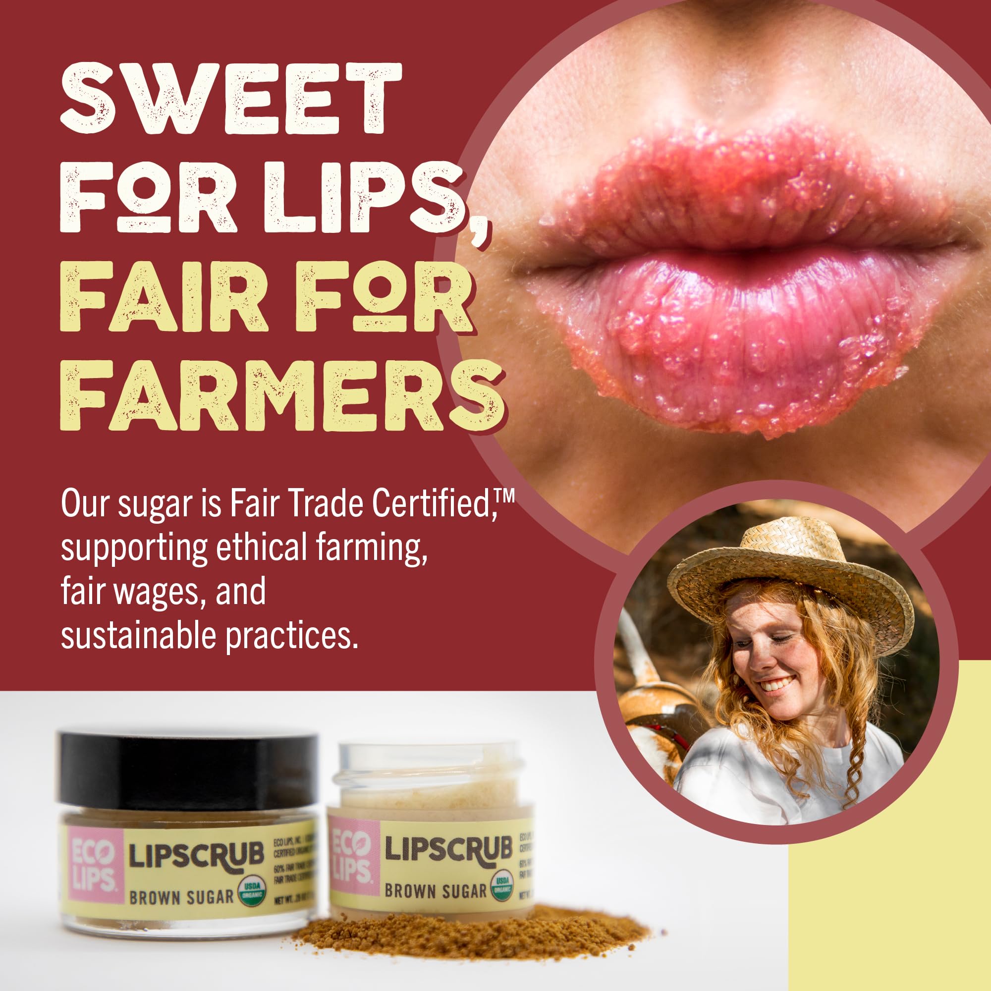 Eco Lips Lip Sugar Scrub in action showing exfoliating texture