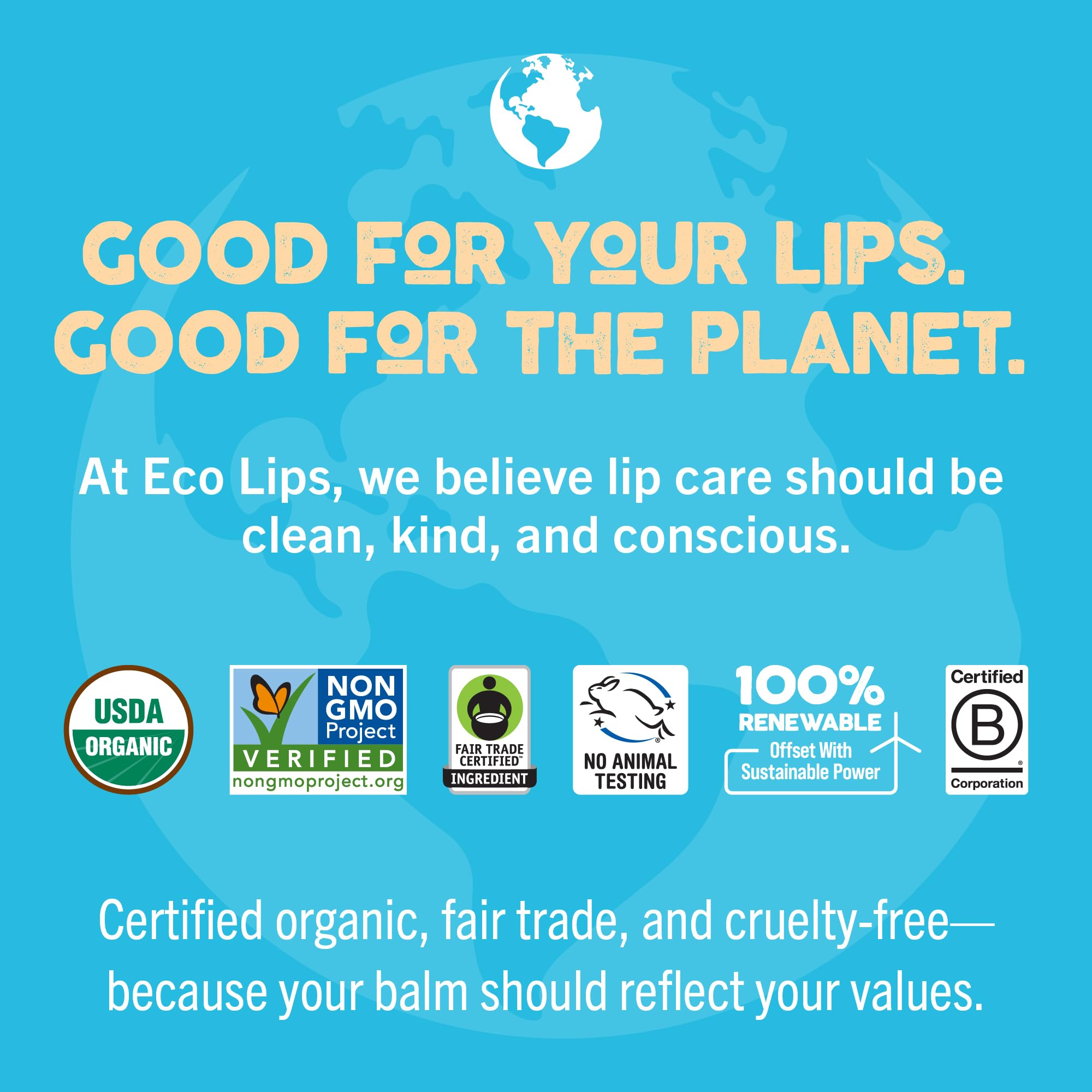 Eco Lips Mongo Kiss cruelty-free icon emphasizes ethical, planet-friendly lip care