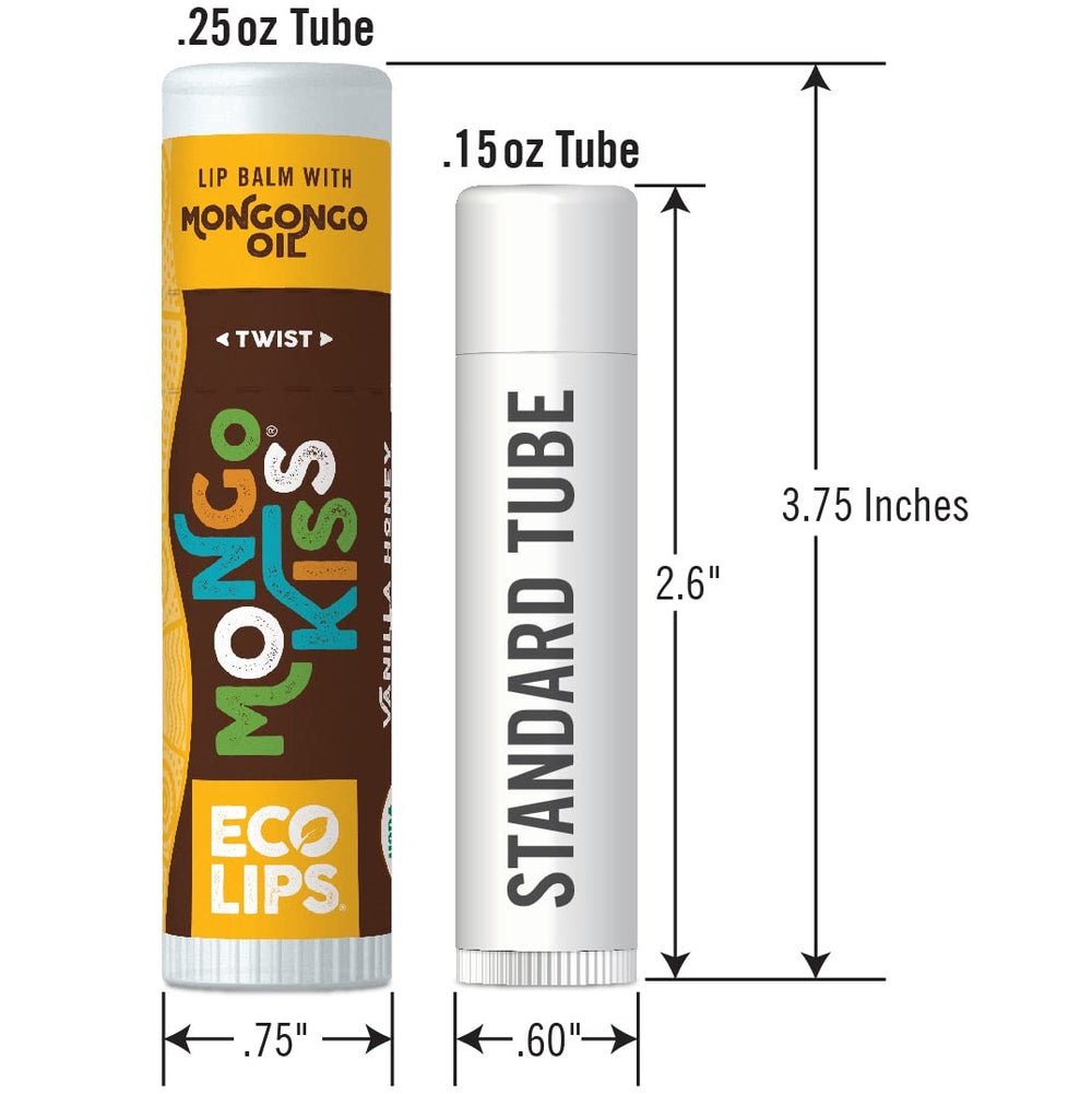 Eco Lips Mongo Kiss tube application swipe demonstrates easy, mess-free lip conditioning.