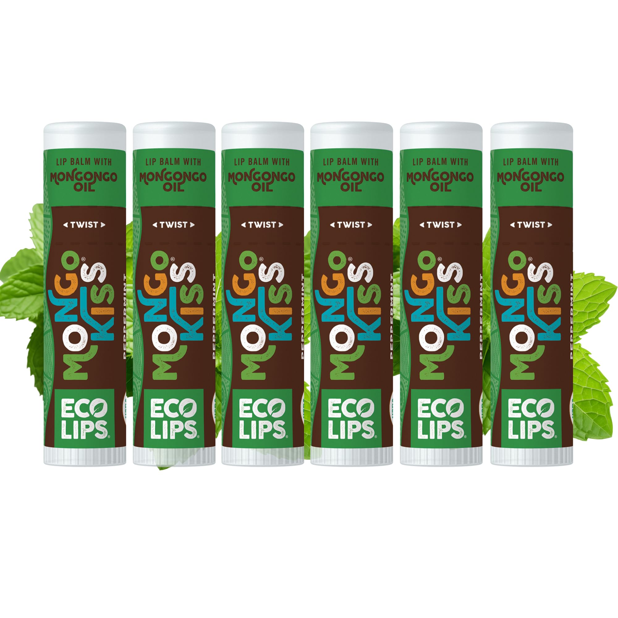 Eco Lips Mongo Kiss tube close-up with peppermint for hydrating dry lips