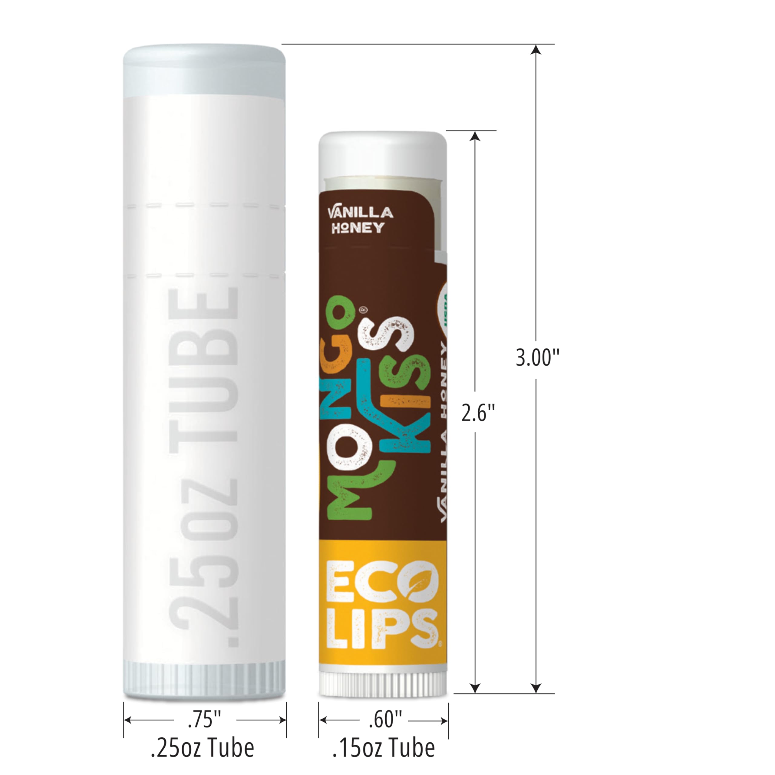 Eco Lips Mongo Kiss tubes side by side illustrating convenient pocket-friendly lip care