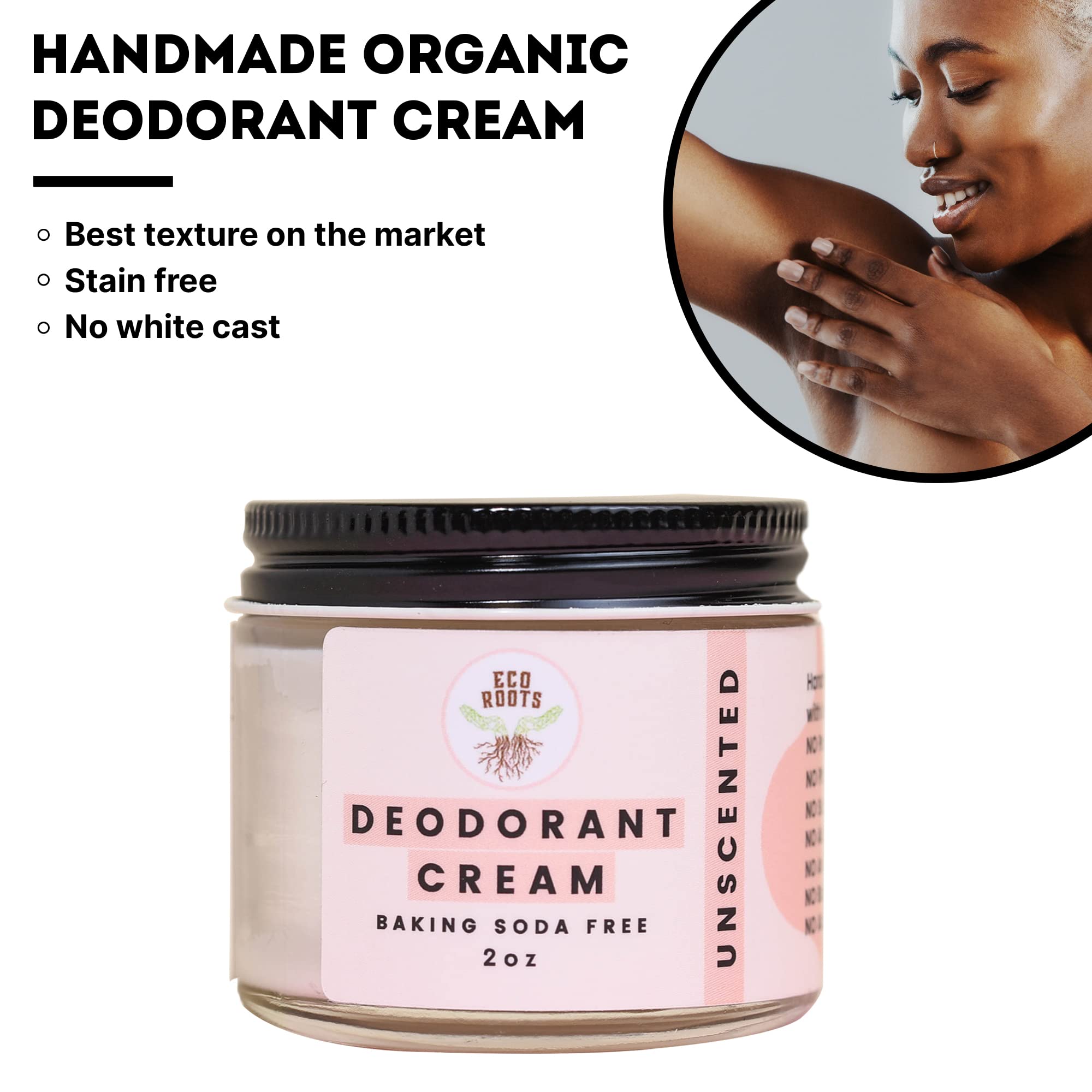 ECO ROOTS unrefined shea butter creamy blend nourishes skin during daily use.