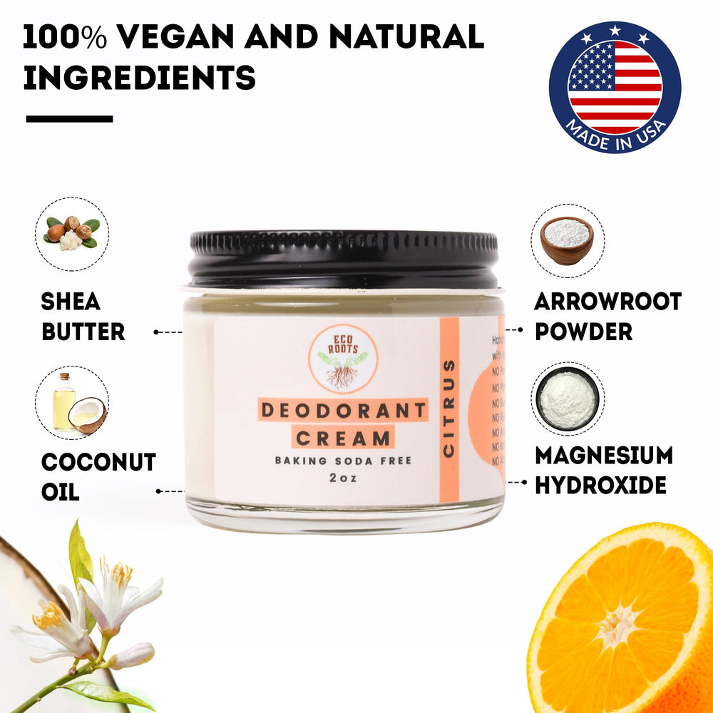 ECO ROOTS vegan deodorant cream nourishes skin while freshening