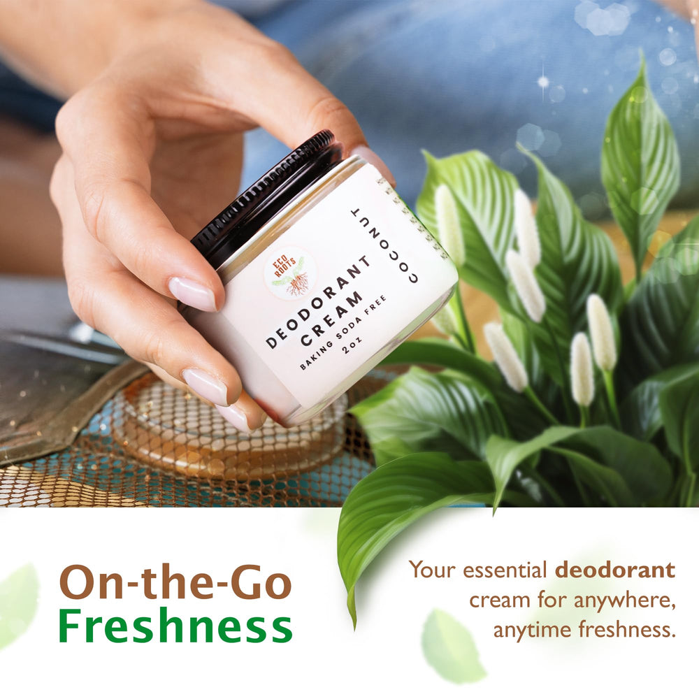 ECO ROOTS zero aluminum ingredients badge signals a clean formula