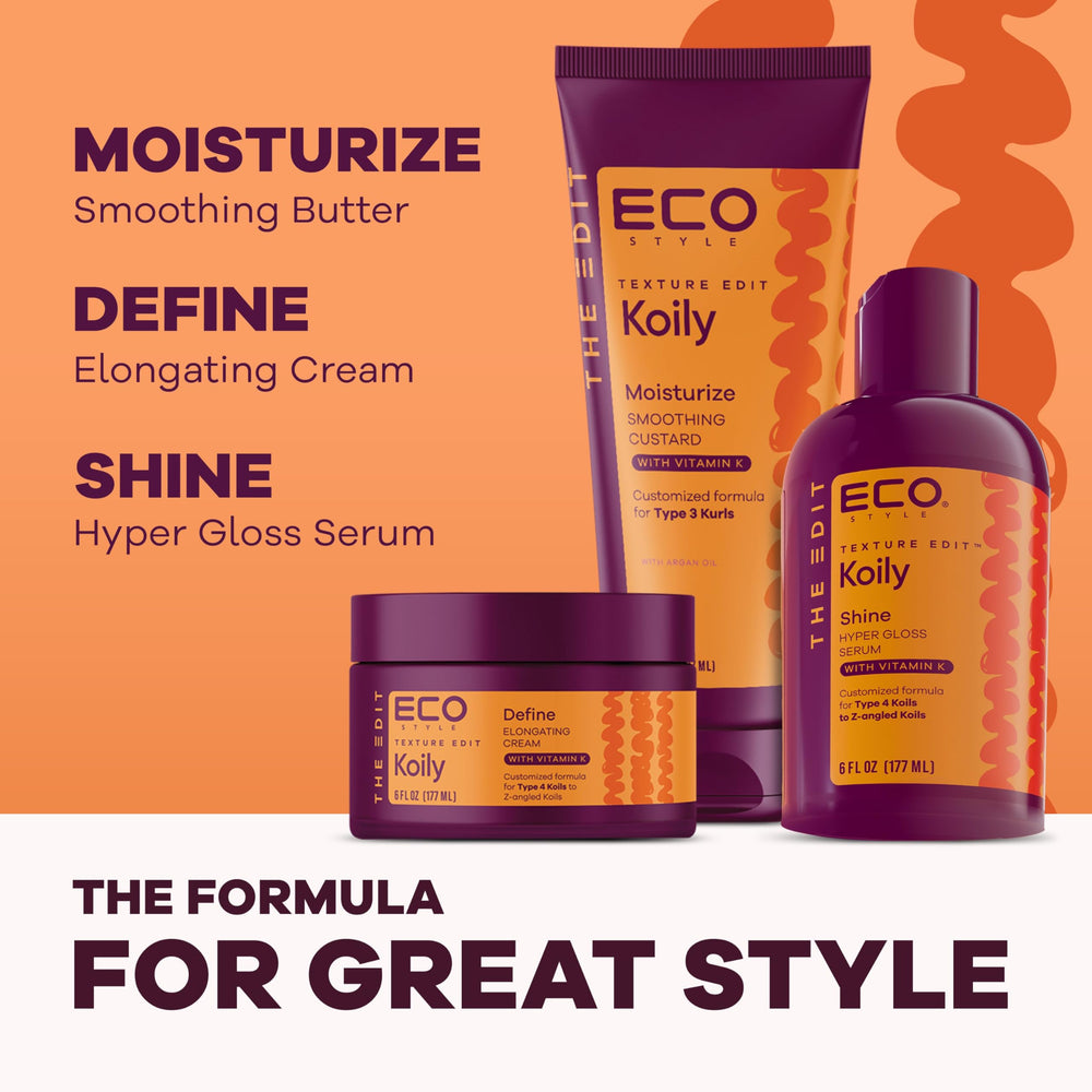 Eco Style routine setup with products for cohesive textured hair styling.