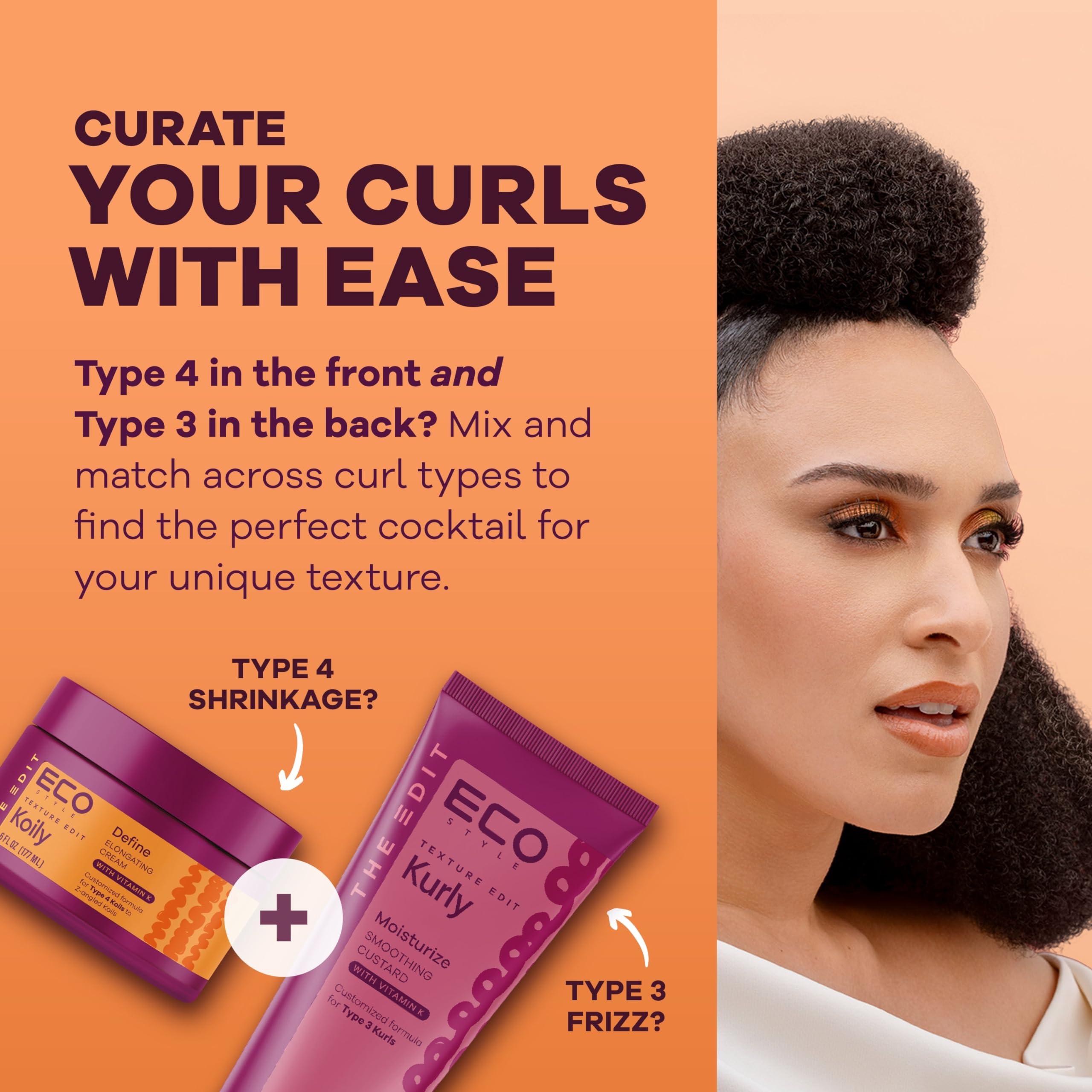 Eco Style salon-style curls after wash show frizz control and glow.
