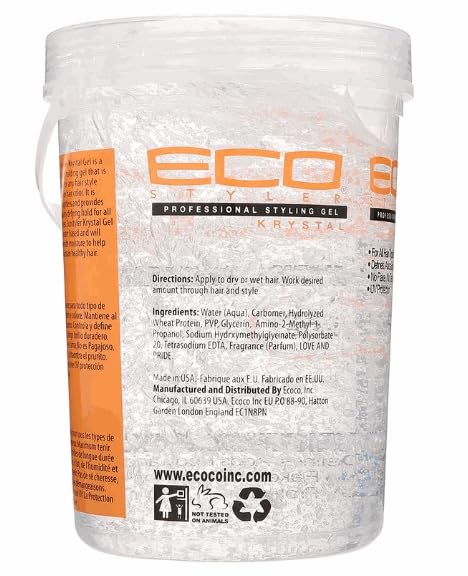 ECOCO Eco Styler Krystal 946ml gel in hand used to style hair