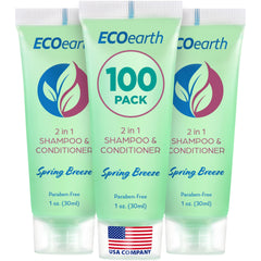 EcoEarth travel-size 2-in-1 shampoo bottle for guest refreshment