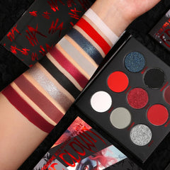 Ecofavor Red Goth Eyeshadow Palette closeup highlighting rich red pigments for dramatic night looks