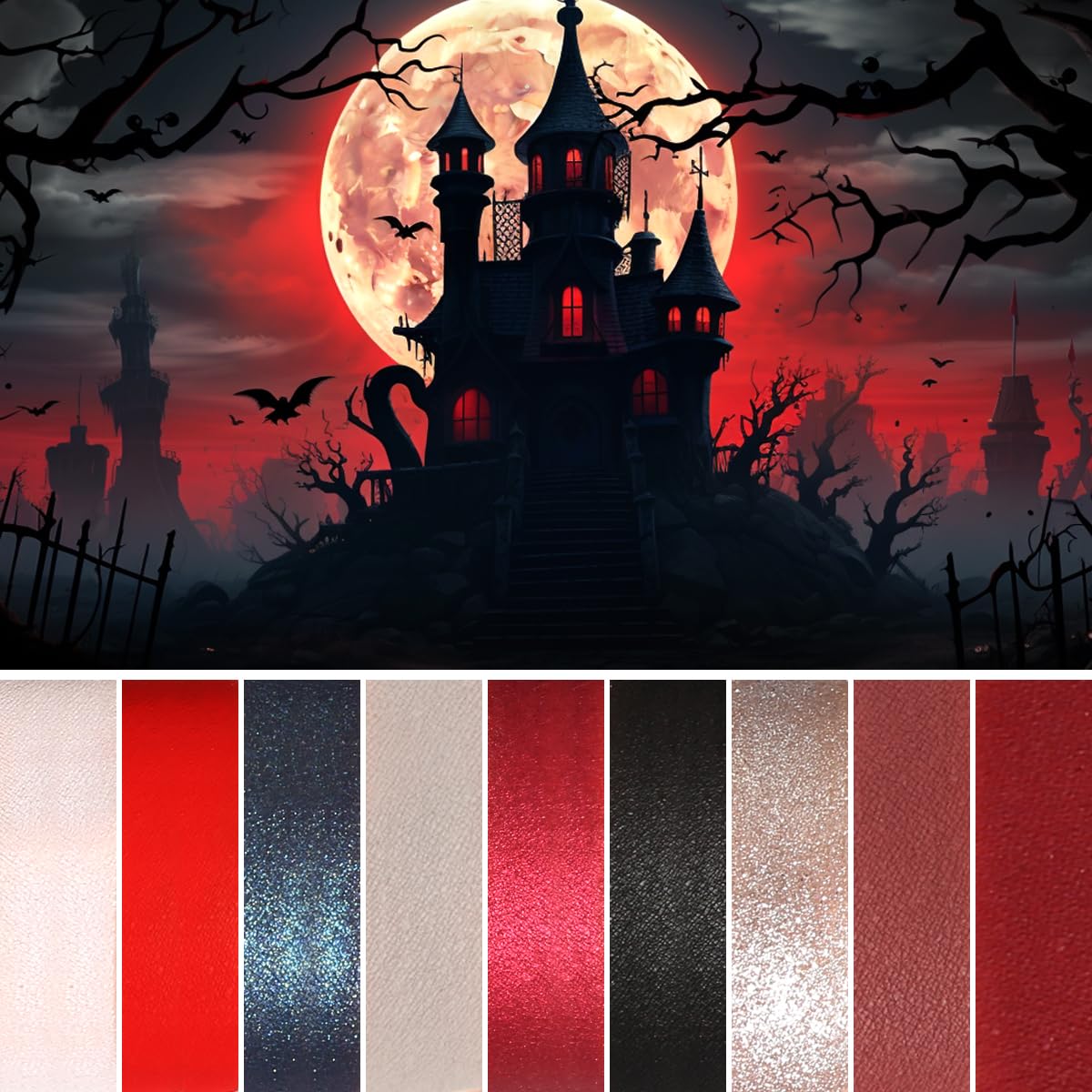 Ecofavor Red Goth Matte Reds shows matte reds for smooth, blendable smokey eye transformation