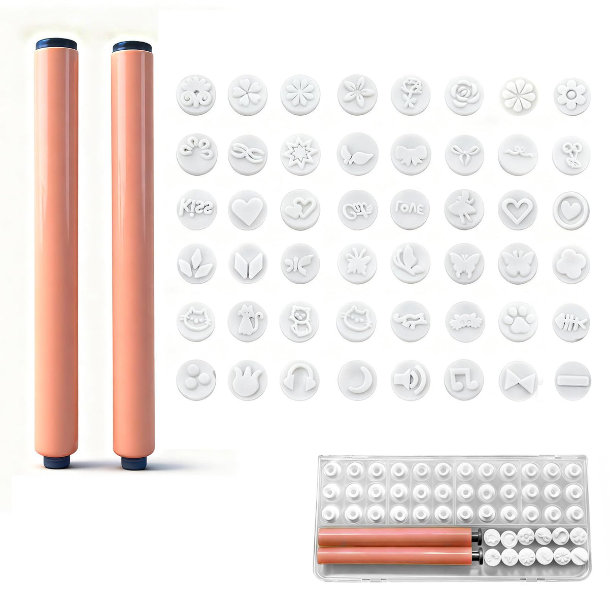 Ecoflick 48-pcs nail stamp pen set with interchangeable heads for unlimited design options.