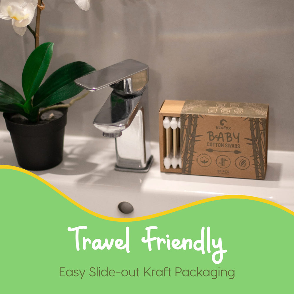 EcoFox travel-pack swabs in a compact case suggests convenient on-the-go hygiene.