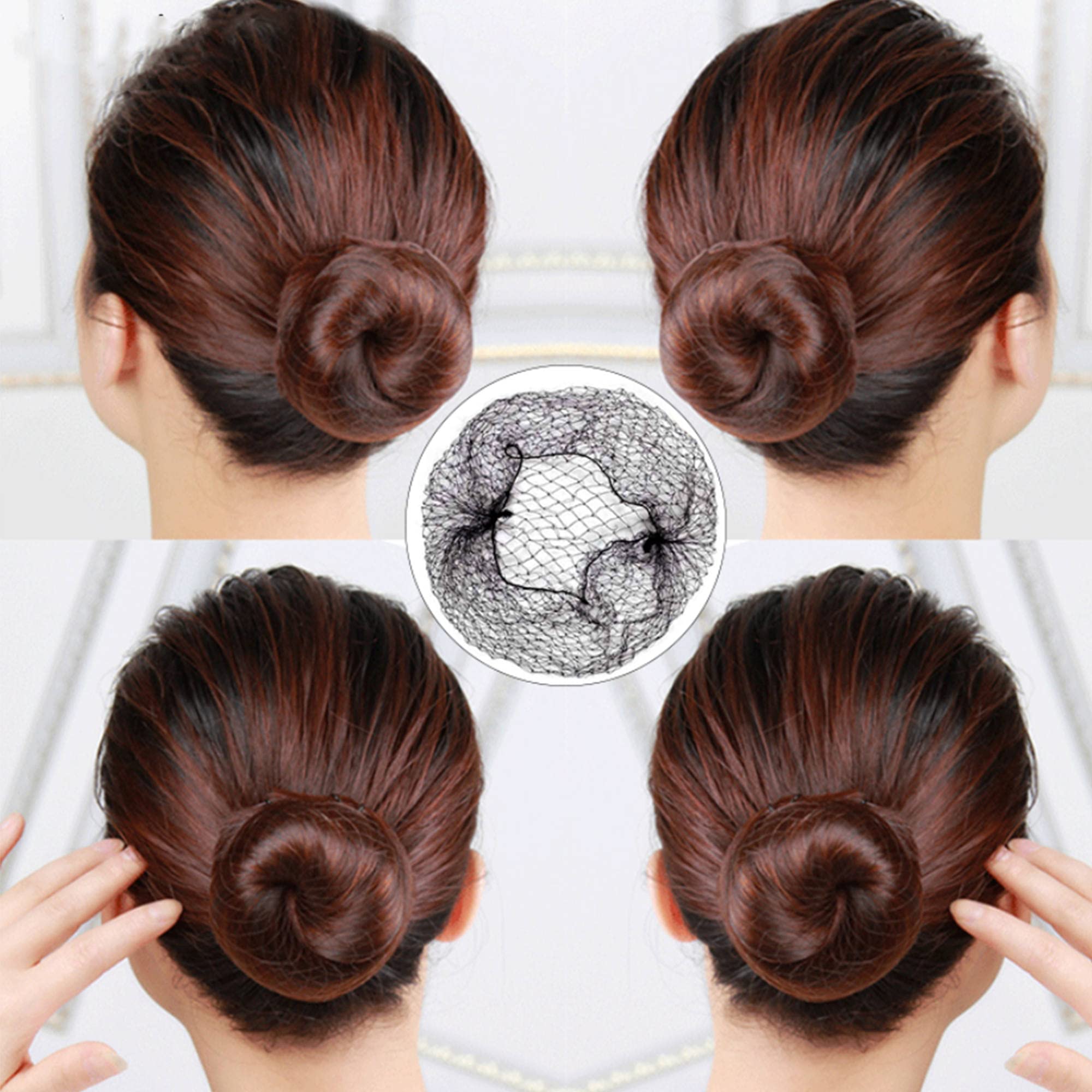 Ecojunmi black elastic-edge hair net demonstrates secure edge.