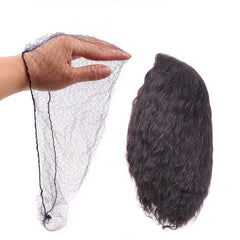 Ecojunmi invisible hair net 30in black packaging ready for wig and bun use.