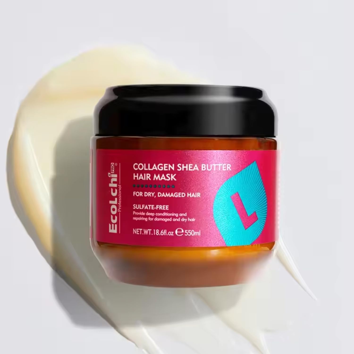 ECOLCHIPRO Ecolchi collagen hair mask swatches reveal rich cream texture delivering nourishment