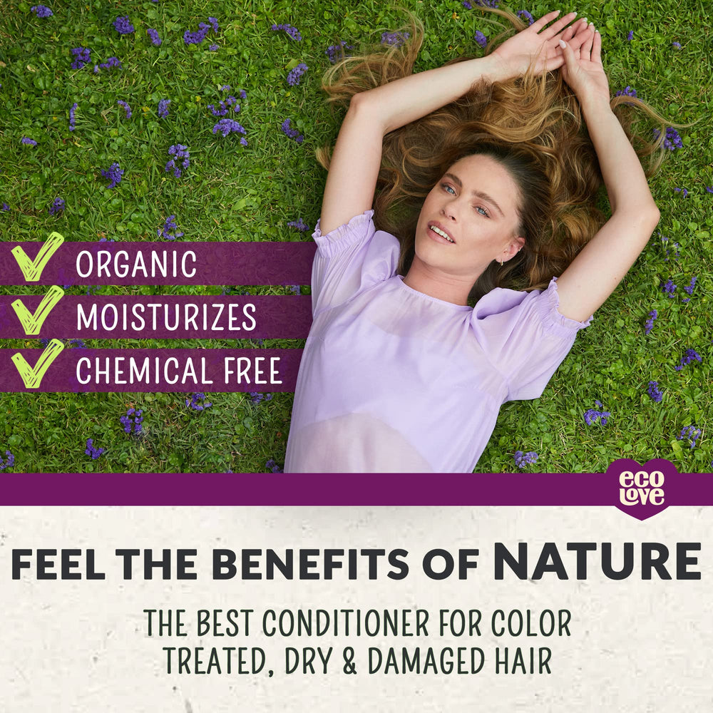 ecolove hair after-use scene shows soft, detangled strands ready for styling.