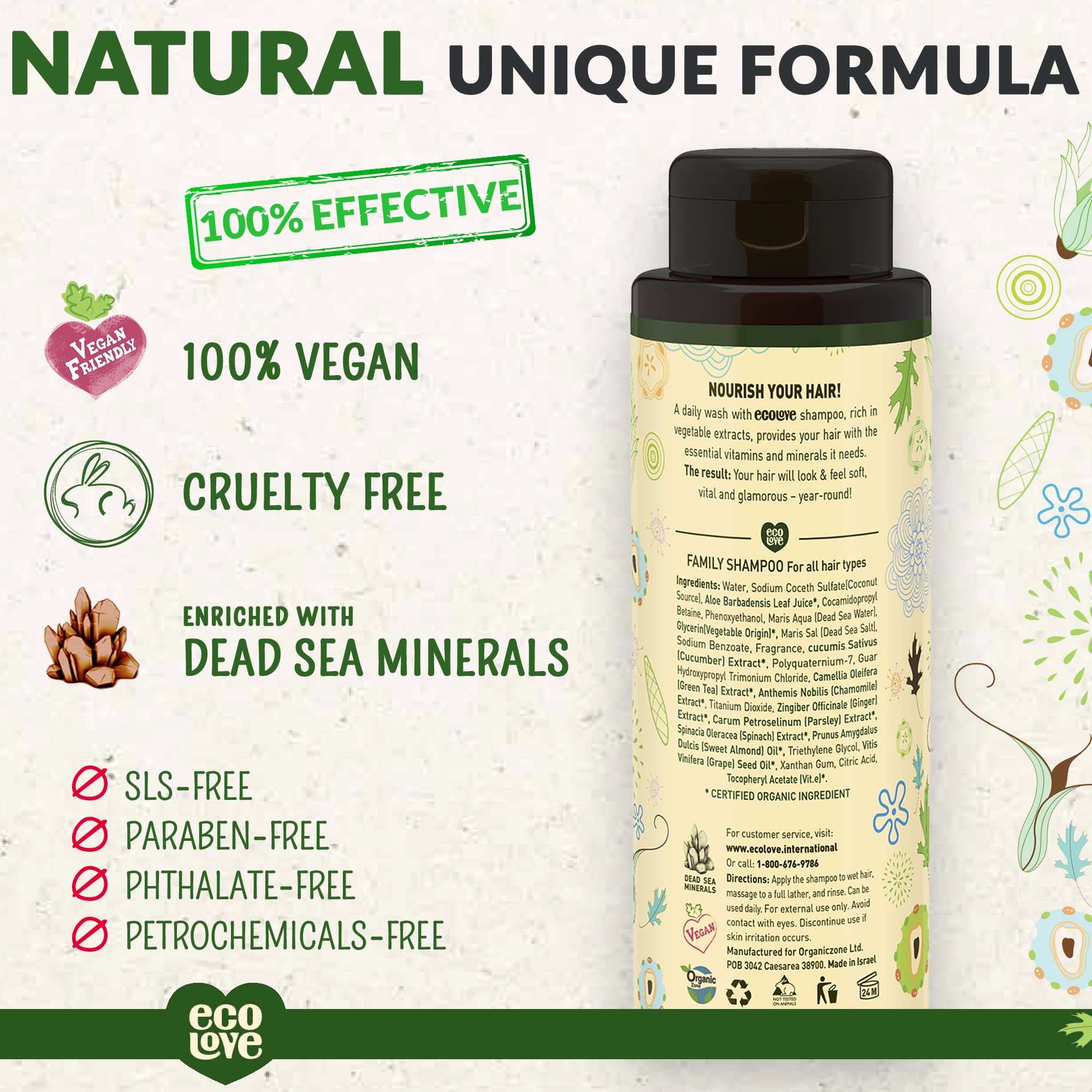 ecoLove ingredients organic cucumber extract close-up emphasizing nourishing, refreshing scalp care