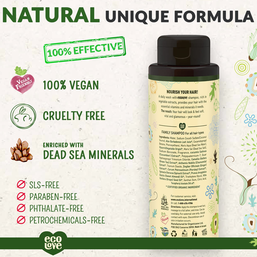 ecoLove ingredients organic cucumber extract close-up emphasizing nourishing, refreshing scalp care