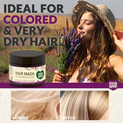 ecoLove purple collection conditioner bottle highlights detangling for smoother, frizz-free hair.