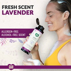 ecoLove Purple Shampoo lavender oil essences showing calming lavender scent for a soothing wash.