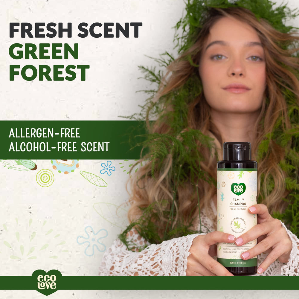 ecoLove vegan cruelty-free label on bottle promotes ethical, animal-friendly hair care
