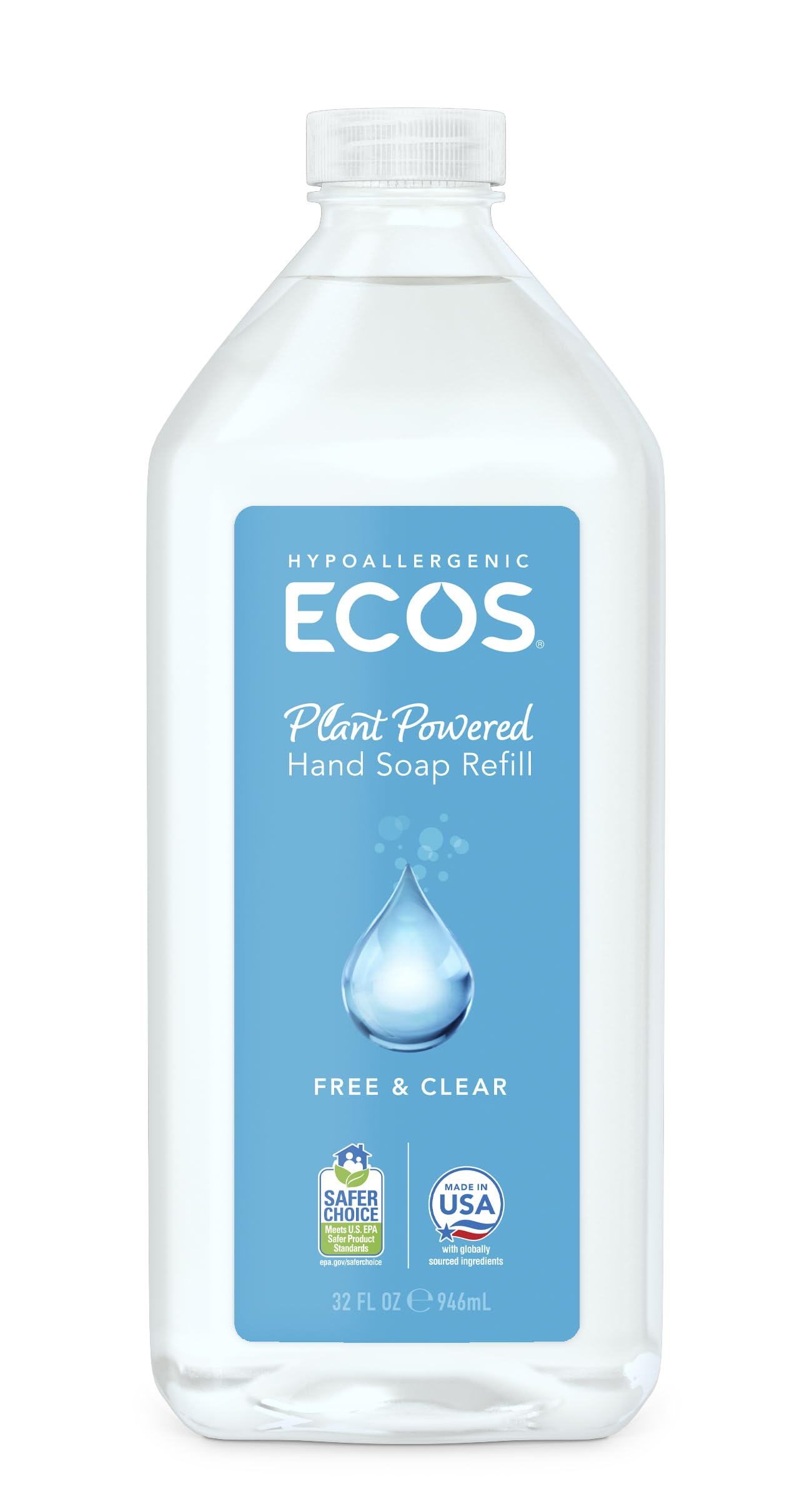 ECOS hand soap Free N Clear bottle for fragrance-free daily hand washing.