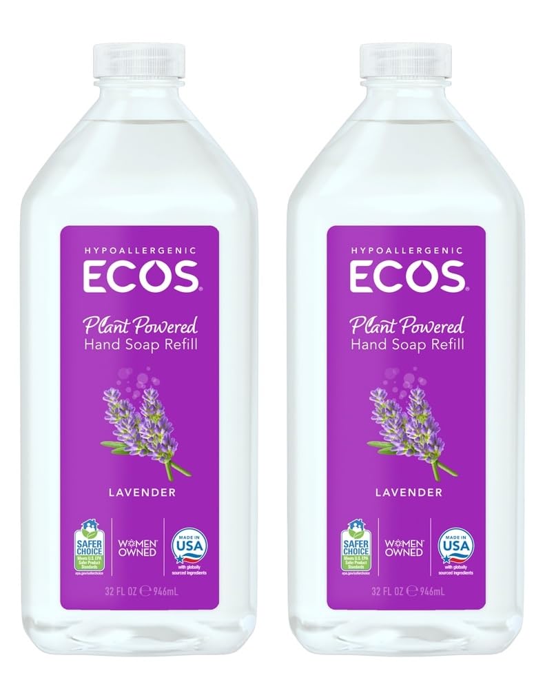 ECOS Lavender Hand Soap Refill 32oz front view with eco packaging