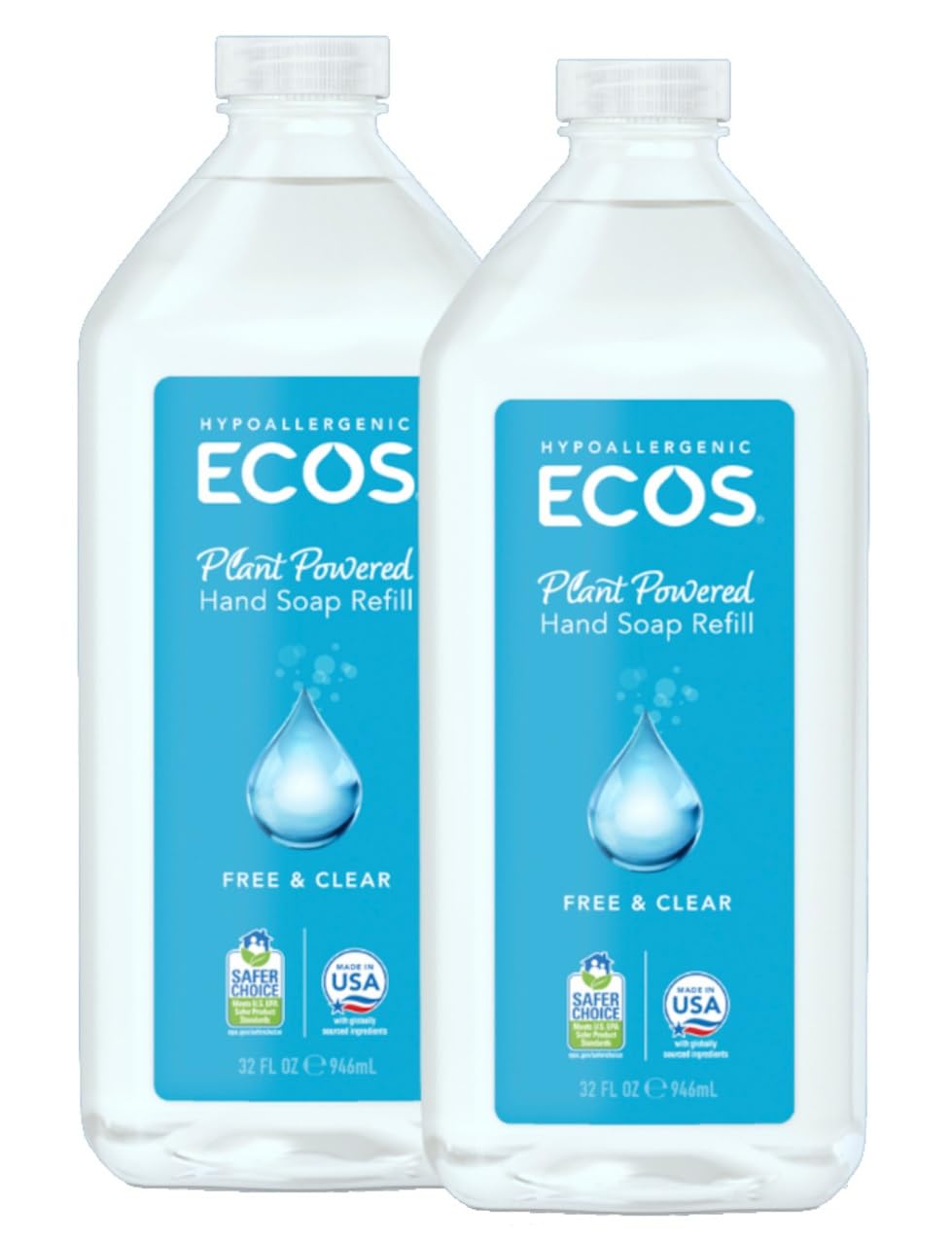 ECOS Supercharged Squeaky Clean bottle pour demonstrates plant-powered cleaning