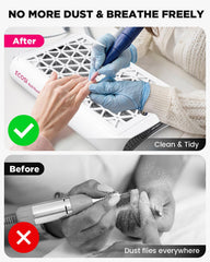 ECOSI Nail Dust Collector's 360-degree suction captures dust from all angles during manicures