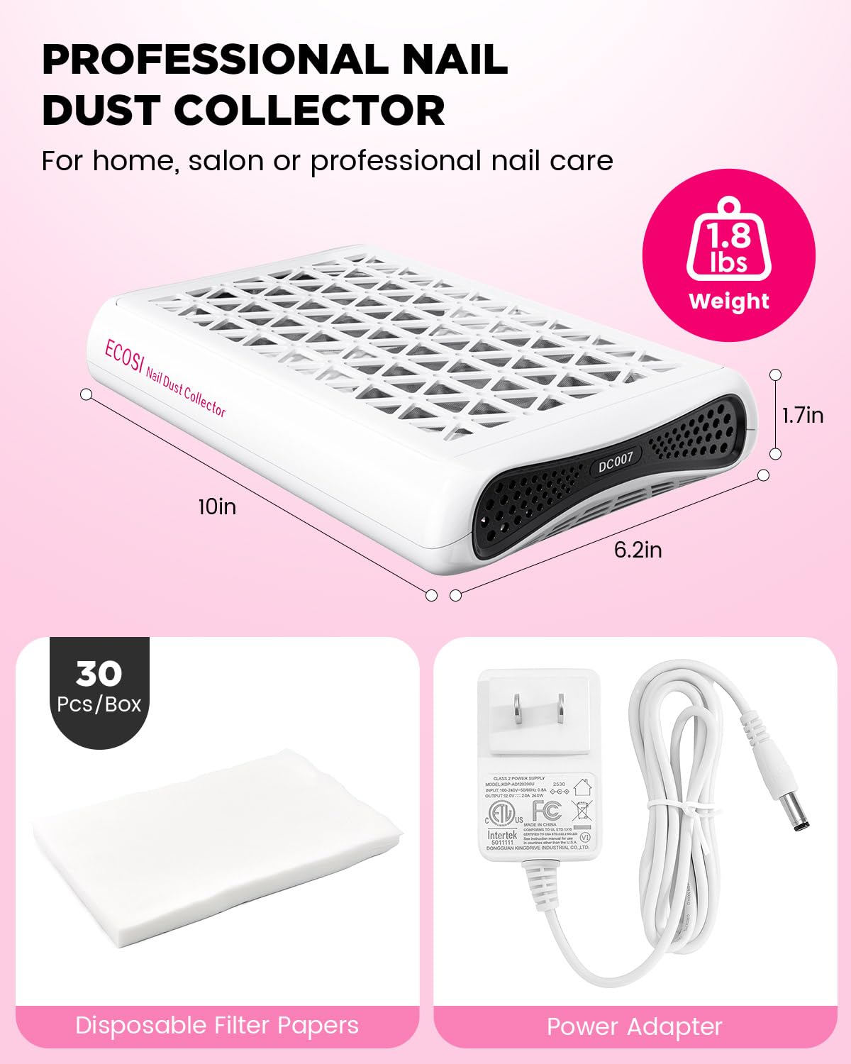 ECOSI portable slim design supports mobile nail setups and compact storage