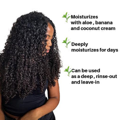 Ecoslay Banana Cream Deep Conditioner applied as leave-in for frizz control