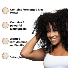 Ecoslay Rice Pudding detangling action demonstrates easy combing for curls
