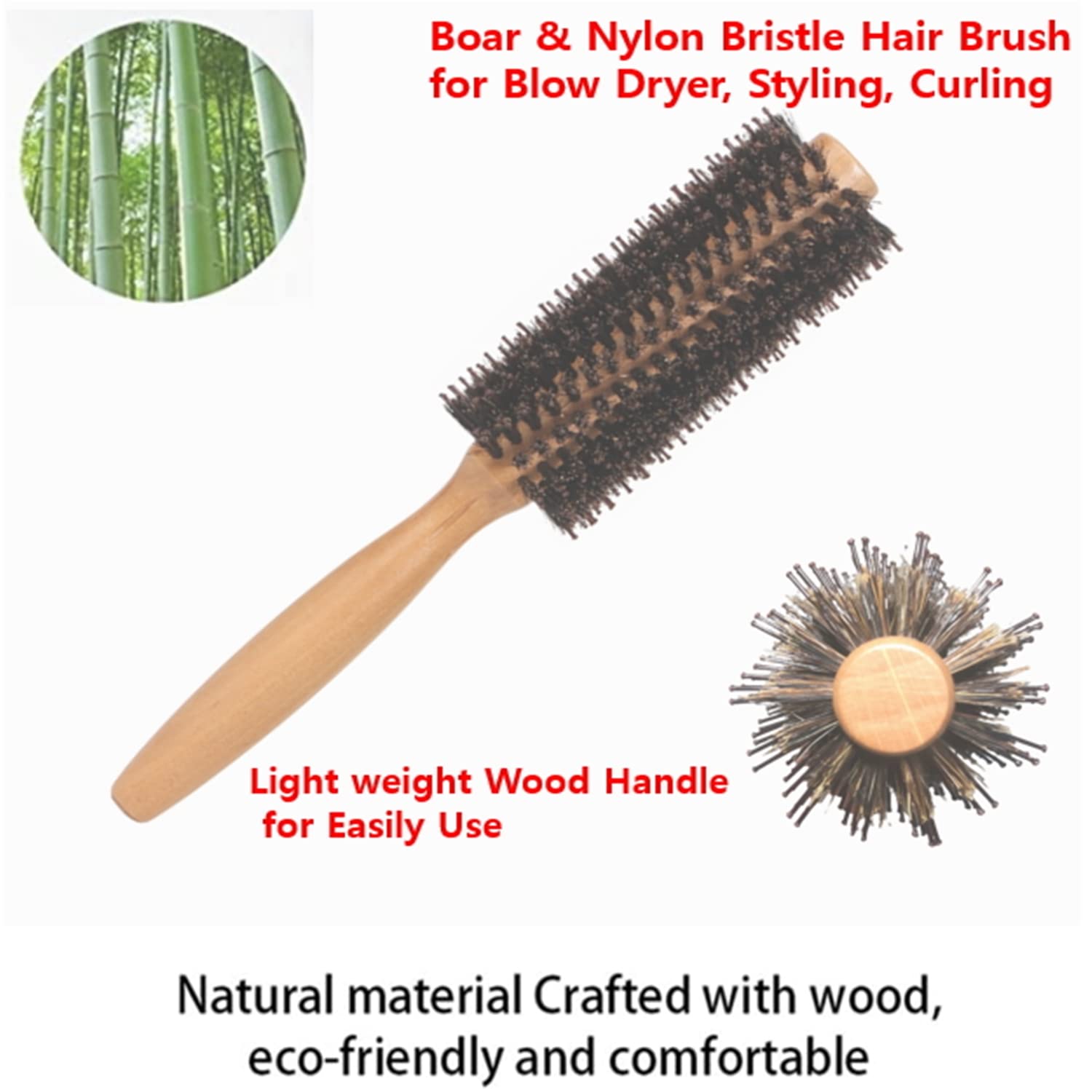 ECOTREES round brush helps achieve frizz-free, silky results.
