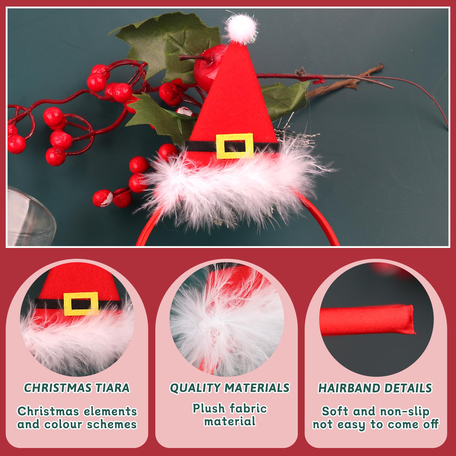 Ecuupas Christmas headband comfortable elastic fit for all sizes.