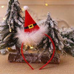 Ecuupas Christmas headband red hat adds festive charm to outfits.