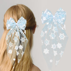 Ecuupas snowflake bow alligator clip in blue for secure styling