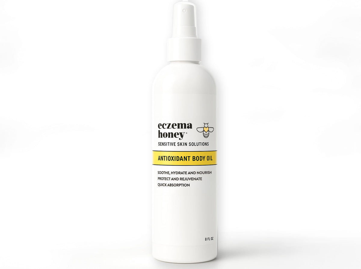 Eczema Honey antioxidant body oil bottle for daily hydration