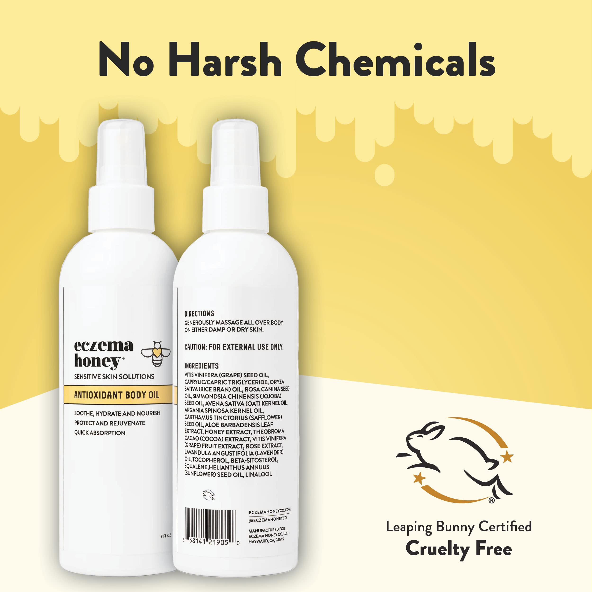 Leaping Bunny cruelty-free certification on Eczema Honey packaging
