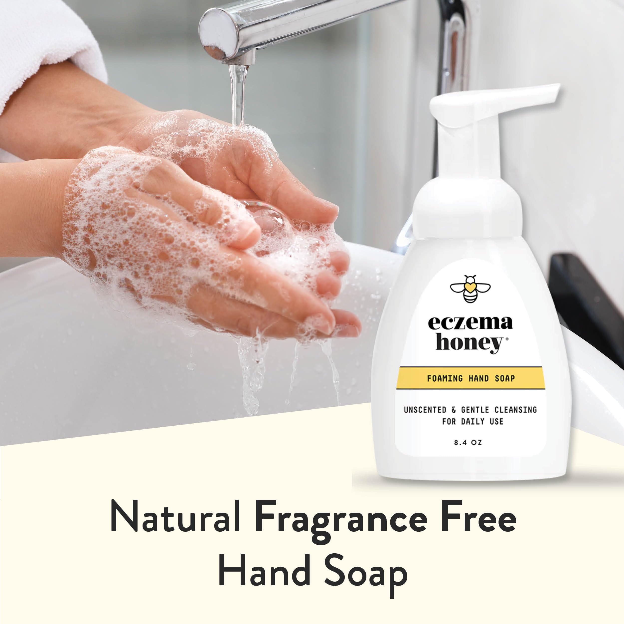ECZEMA HONEY Gentle Foaming Hand Soap kitchen-use shows non-toxic formula for frequent handwashing