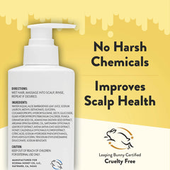 Ingredients focus on honey, oat seed, and paraben-free formula with argan oil.