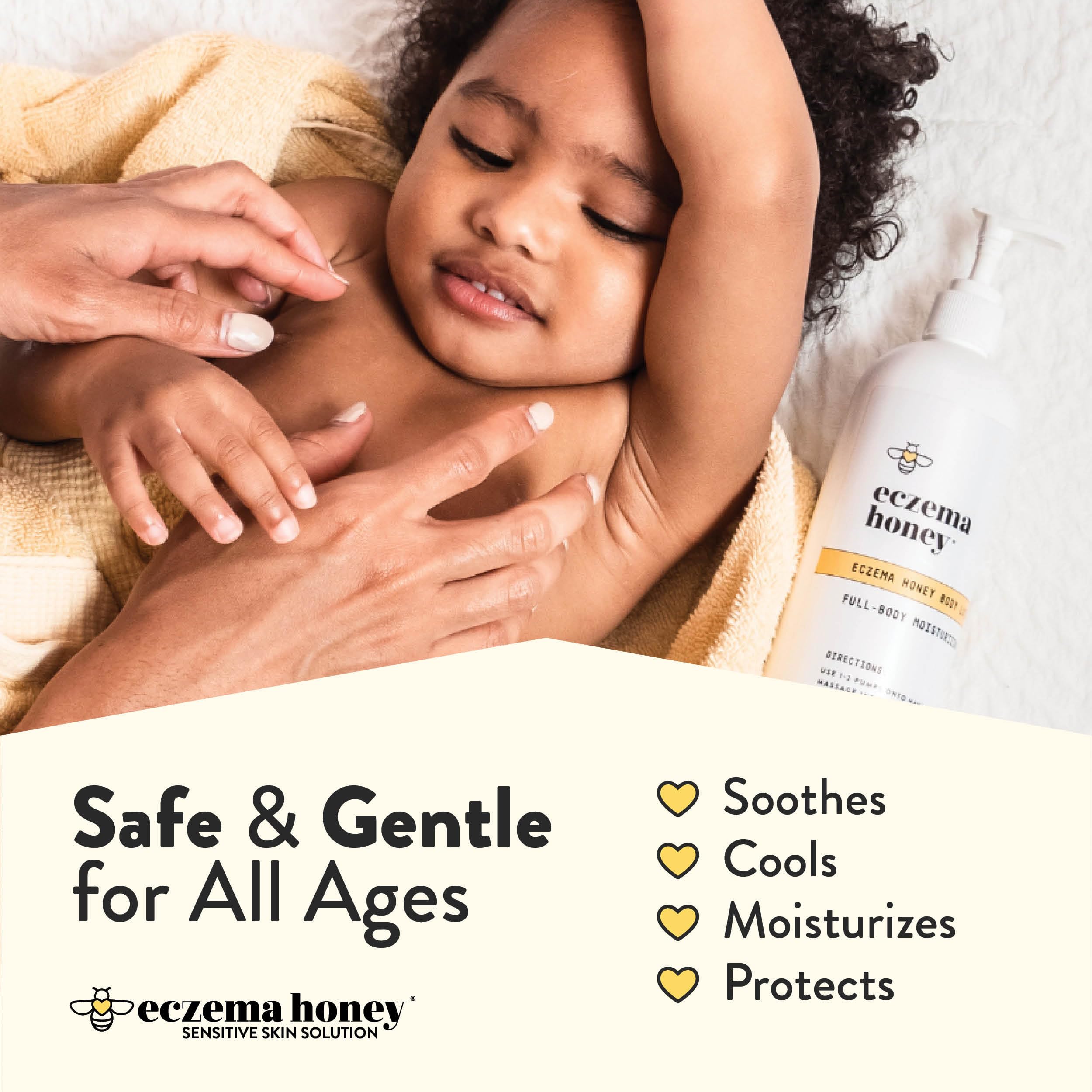 ECZEMA HONEY oatmeal body lotion packaging – dermatology-tested formula for all ages